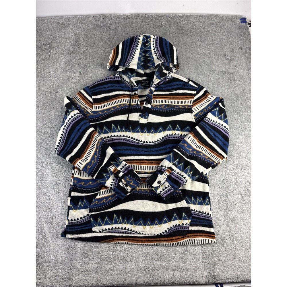 Billabong Men's L 10 Aztec Geometric Fleece Hoodie Pullover Recycler